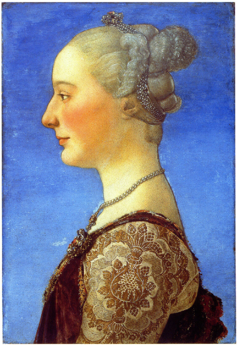 Piero del Pollaiolo Ritratto di donna di profilo ©Firenze Galleria degli Uffizi Tutte le dame dei Pollaiolo. Immagini e video dalla presentazione della grande mostra in programma da novembre al Museo Poldi Pezzoli di Milano