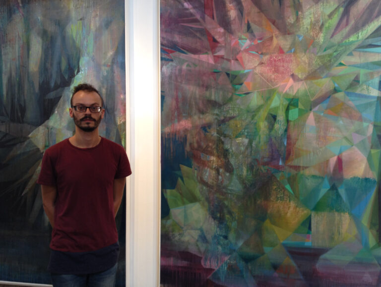 Stefano Moras e Galaverna Trittico 310 x 200 cm olio su tela 2014 Il paesaggio secondo quattro giovani artisti. A Padova
