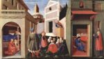 Fra Angelico Guido di Pietro scomparto della Pala di Perugia con le Storie di San Nicola di Bari 1437 144749 tempera e oro su tavola 34 x 60 cm Città del Vaticano Musei Vaticani Memling. Alle Scuderie del Quirinale di Roma il Rinascimento fiammingo