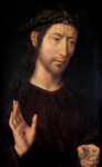 Hans Memling Cristo benedicente 1485 olio su tavola 52 x 333 cm e 532 x 372 cm Genova Musei di Strada Nuova Palazzo Bianco Memling. Alle Scuderie del Quirinale di Roma il Rinascimento fiammingo