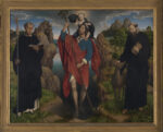 Hans Memling Trittico Moreel I santi Cristoforo Egidio e Mauro pannello centrale 1484 olio su tavola 141 x 174 cm Bruges Stedelijke Musea Groeningemuseum Memling. Alle Scuderie del Quirinale di Roma il Rinascimento fiammingo