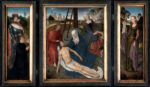 Hans Memling Trittico di Adriaan Reins 1480 olio su tavola 438 x 358 cm pannello centrale senza cornice 445 x 135 cm scomparti senza cornice Bruges Stedelijke Musea Brugge Hospitaalmuseum Memling. Alle Scuderie del Quirinale di Roma il Rinascimento fiammingo