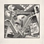 Maurits Cornelis Escher – Casa di scale Relatività 1951.Collezione Federico Giudiceandrea © 2014 The M.C. Escher Company. All rights reserved Tra arte, matematica e geometria: il mondo magico di Escher