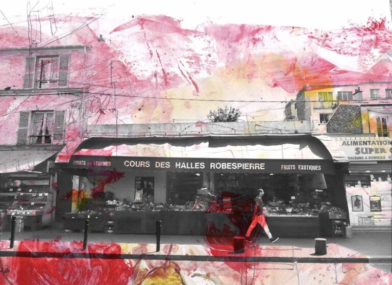 Progetto PROMENADE URBAINES Montreuil formidabile ETALAGE di cibo ©Emilie Bierry Esplorazioni artistiche pedestri. La Biennale di Belleville