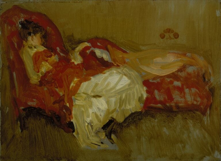 James Abbott McNeill Whistler Note in Red The Siesta 1884 ca. – © Terra Foundation for American Art Viva l’Impressionismo. Quello americano, a Madrid, in un museo austroungarico…