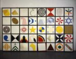 Lucio Del Pezzo, Casellario 40 elementi, 1974, acrilici e collage su legno, 224 x 350 cm