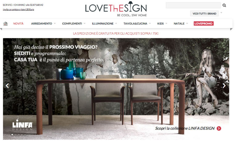Screenshot 2014 10 22 17.07.16 Design italiano a portata di click. Cresce il successo internazionale della piattaforma di e-commerce Lovethesign: da dodici a mille marchi rappresentati in due anni. E ora entra anche Alessi...