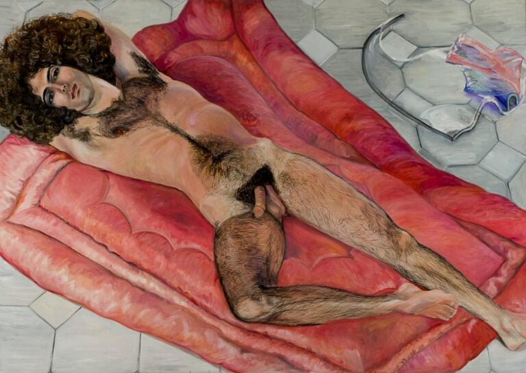 Sylvia Sleigh – Paul Rosano Reclining 1973. Courtesy Freymond Guth Fine Arts Caga e muori. Sulla mostra di Maurizio Cattelan