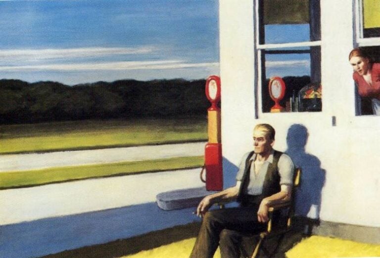 Edward Hopper Four Lane road 1956 collezione privata Mercoledì Italo/Americano#5: il cibo, la vita e il silenzio della morte