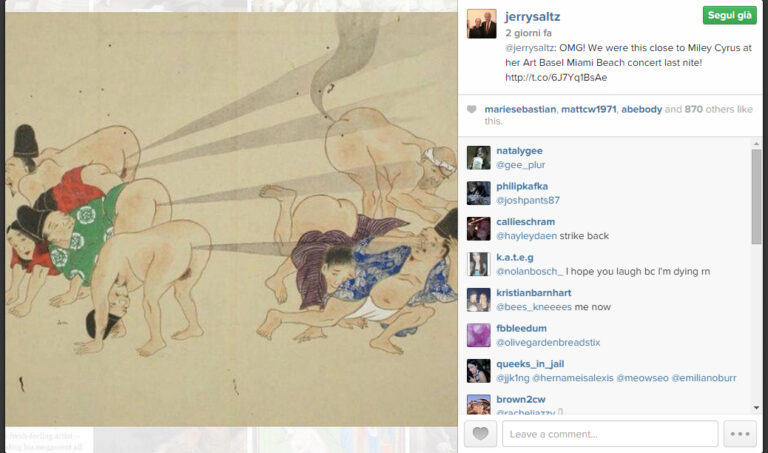 Jerry Saltz Instagram pic from ABMB 10 Miami Updates: satira social per Jerry Saltz, scatenato contro Art Basel su Instagram e Facebook. Al vetriolo le sue battute su Gagosian...
