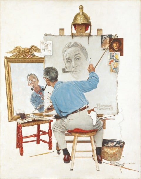 Norman Rockwell, Triple Self Portrait, 1960 - Collection of The Norman Rockwell Museum at Stockbridge