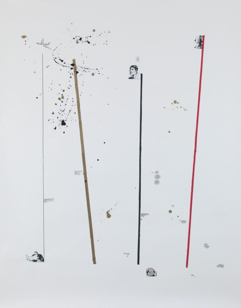 Federico Luger, Line concept, 2013, Acrilico, collage su carta, 190 x 150 cm