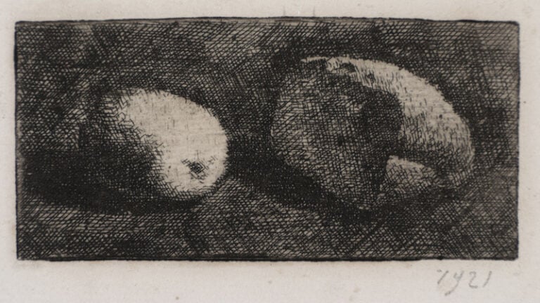 Giorgio Morandi, Natura morta con pane e limone, 1921, acquaforte su rame, Istituzione Bologna Musei | Museo Morandi