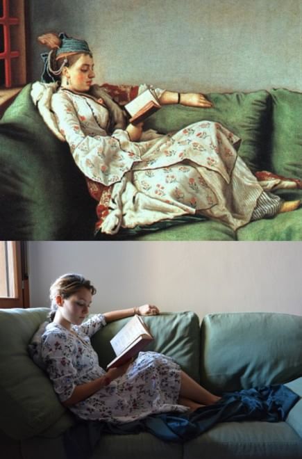 Le donne che leggono sono pericolose Liceo Artistico Giacomo e Pio Manzù Bergamo 20 Una performance tra pittura e fotografia. Le allieve di un liceo artistico di Bergamo interpretano i dipinti della storia dell’arte: donne, arte e libri