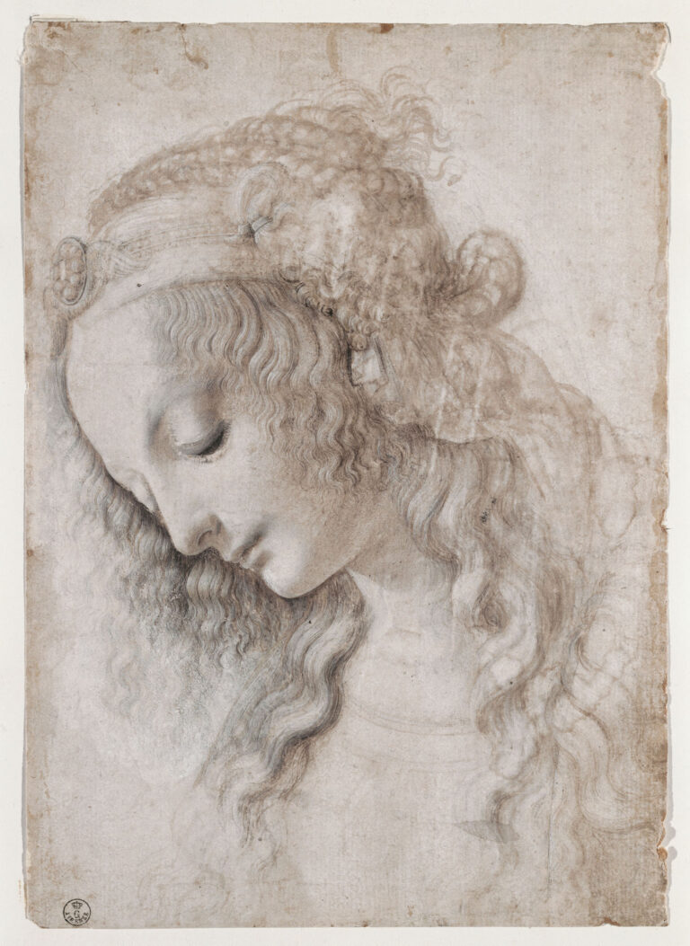 Leonardo Da Vinci, Testa femminile con sguardo verso il basso, 1475 ca., Firenze Gabinetto dei Disegni e delle Stampe degli Uffizi - © 2014. Foto Scala, Firenze - su concessione Ministero Beni e Attività Culturali