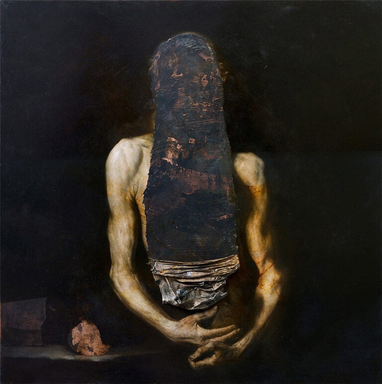Nicola Samorì, Il digiuno, 2014 - olio su rame, 100 x 100 cm