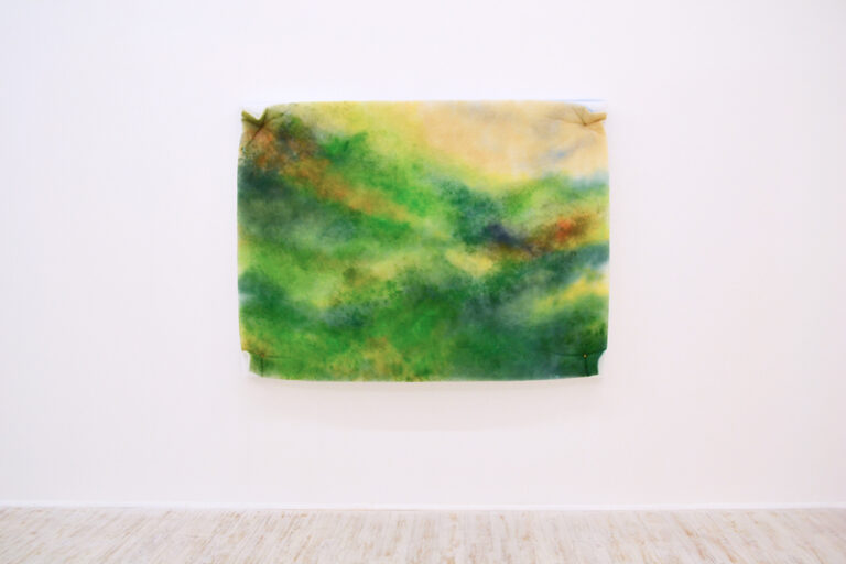 Corinna Gosmaro, Green Scape, 2015, Spray on polyester filter, 150x200x15 cm