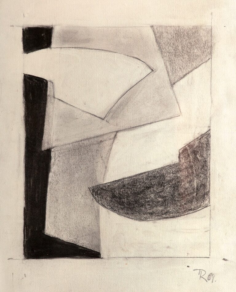 Hans Richter, Variation sur le theme Pro-Contras, 1969 carboncino e matita su carta applicata su tela, cm. 47 x 36,2