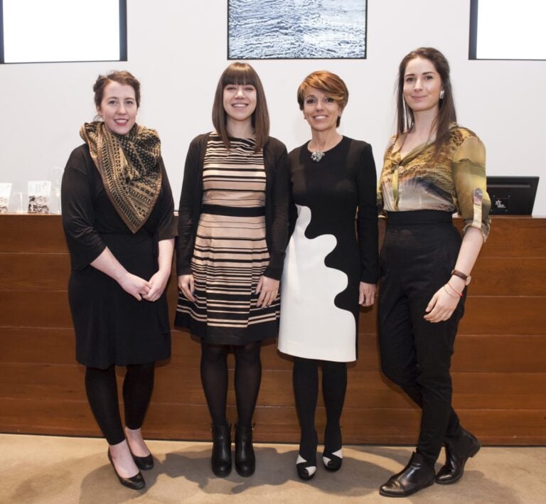 Patrizia Sandretto Re Rebaudengo con le curatrici in residenza Kate Strain, Angelica Sule e Zsuzsanna Stánitz - photo Giorgio Perottino