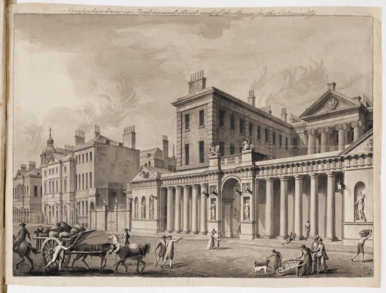 Adam Office, Perspective View in Parliament Street and the Screen for the Admiralty, 1760 ca.
