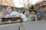 Diavù Lucamaleonte e Nic Alessandrini il muro nel quaretiere meticcio di Torpignattara foto Giorgio Benni L’anima sociale della street art romana e il cuore multietnico di Torpignattara. Finito il muro dei migranti. E parte il crowdfunding per il film