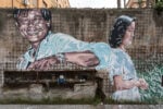 Diavù Lucamaleonte e Nic Alessandrini il muro nel quaretiere meticcio di Torpignattara foto Giorgio Benni 3 L’anima sociale della street art romana e il cuore multietnico di Torpignattara. Finito il muro dei migranti. E parte il crowdfunding per il film