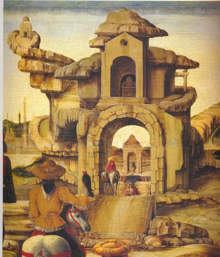 Ercole de' Roberti, I miracoli di San Vincenzo Ferrer (particolare) - Predella della Pala Griffoni, 1473 - Musei Vaticani, Città del Vaticano
