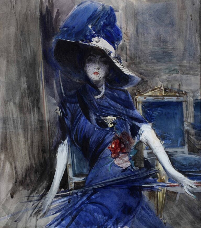 Giovanni Boldini, La divina in blu, 1905 ca., acquerello su carta. Collezione privata