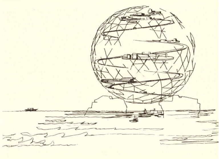 Guglielmo Mozzoni, disegno Abu Dhabi Tower, 1966. © Archivio Guglielmo Mozzoni - Varese