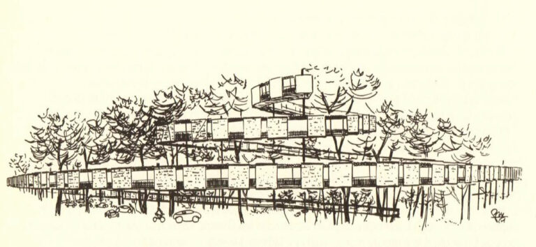 Guglielmo Mozzoni, disegno insediamento ad Alberese, 1961. © Archivio Guglielmo Mozzoni - Varese