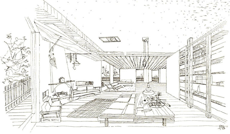 Guglielmo Mozzoni, disegno villa alla Zelata, 1959. © Archivio Guglielmo Mozzoni - Varese