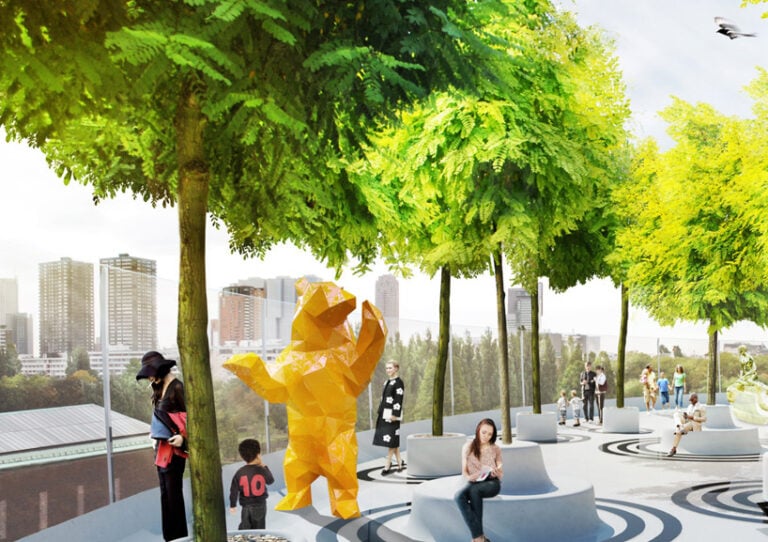 Giardino di sculture sul tetto del Public Art Depot di Rotterdam (rendering)