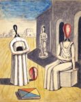 Giorgio de Chirico, Il segreto delle Muse, 1972 - matita, carboncino, acquerello su cartone