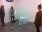 Giuseppe Alleruzzo Angelica Sule e Zsuzsanna Stanitz nel project space della galleria SpazioA a Pistoia Foto Lorenzo Balbi Diario di una residenza. Da Firenze a Bologna, viaggio al centro Italia per i giovani curatori stranieri alla Fondazione Sandretto Re Rebaudengo di Torino