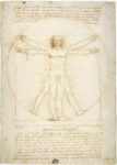 Leonardo 1452-1519 - veduta della mostra presso Palazzo Reale, Milano 2015 - Leonardo da Vinci, Uomo vitruviano, 1490 ca