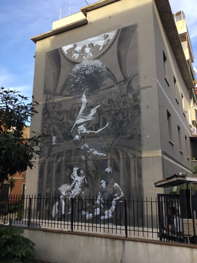 Nicola Verlato Hostia 2015 e1429889589648 Nicola Verlato celebra Pasolini a Torpignattara. Roma ha un nuovo, grande murale a cielo aperto. Firmato da un virtuoso del pennello