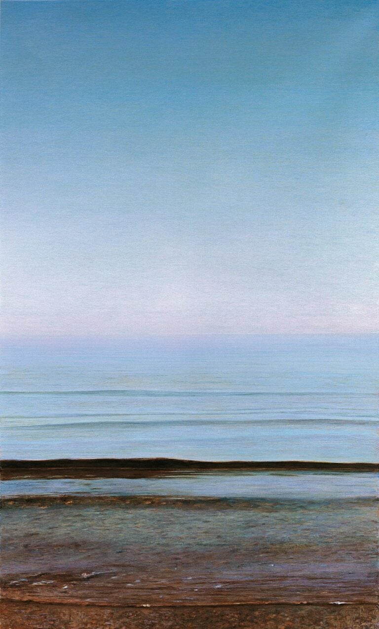 Piero Guccione, Grande spiaggia, 1996-2001, olio su tela, cm 151 x 91,5, collezione privata
