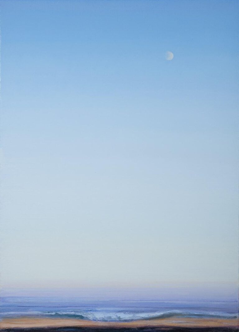 Piero Guccione, L’onda e la luna, 2012-14, olio su tela, cm 106 x 76, collezione privata