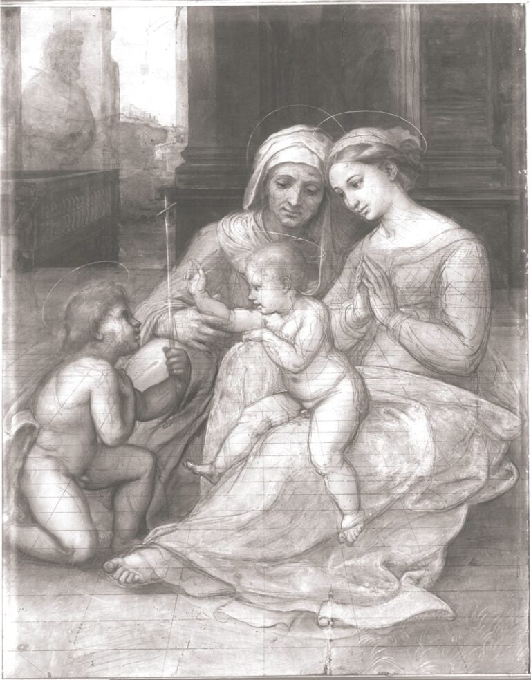 Raffaello, Madonna del Divino Amore - riflettografia infrarossa del dipinto