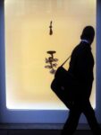 Ciriaca+Erre, Suspended Balance, 2015 - audio, mestolo sacro in legno secolo XVII, bonsai ricoperto in parte di resina-cemento, resina effetto acqua, luci al led - © photo Ciriaca+Erre, courtesy the artist - veduta installazione