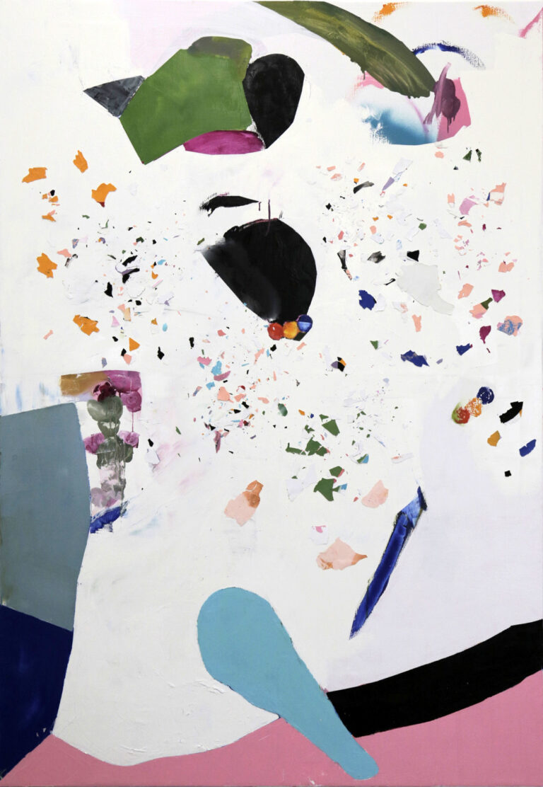 Caterina Silva, Not yet titled, 2015, oil and oil fragments on linen, 200 x 140 cm, courtesy galleria Riccardo Crespi and the artist