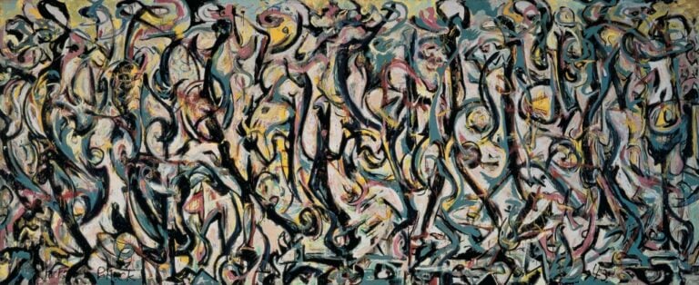 Jackson Pollock, Murale, 1943, olio e caseina su tela, 242,9 x 603,9. Donazione Peggy Guggenheim, 1959. University of Iowa Museum of Art. Riproduzione concessa dalla University of Iowa