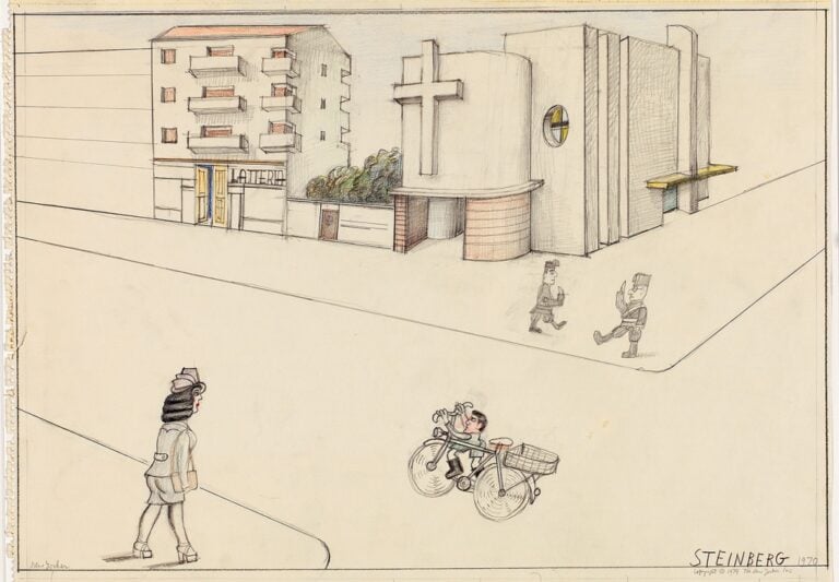 Milano Via Pascoli in 1936 from Memory, 1970 - The New Yorker, October 7, 1974 - © The Saul Steinberg Foundation-ARS, NY