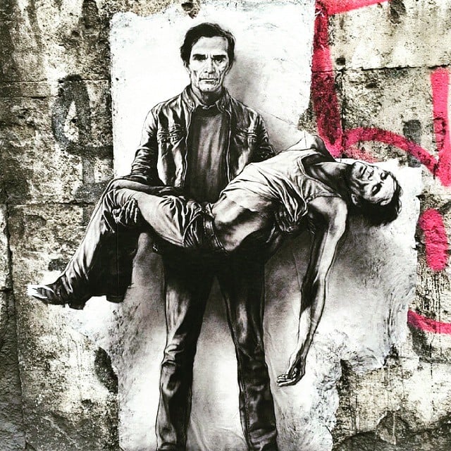 Pasolini Pietà Roma 2015 4 La Pietà secondo Pier Paolo Pasolini. L’opera di street art, moltiplicata per Roma, appartiene al grande artista francese Pignon. Ed è già vandalizzata