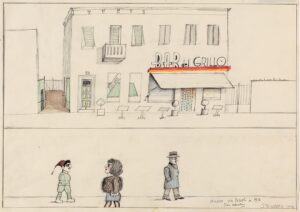 Milano Via Pascoli in 1936 from Memory, 1970 - Originally published in The New Yorker, October 7, 1974 - © The Saul Steinberg Foundation-ARS, NY