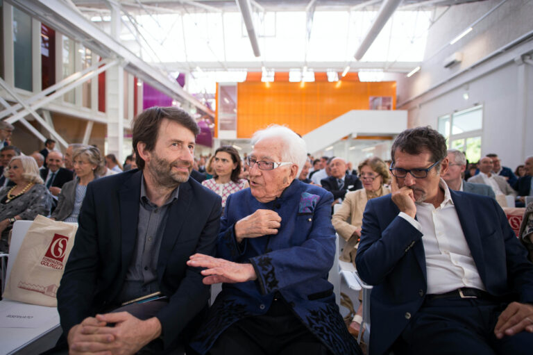 Anteprima Opificio Golinelli Bologna Marino Golinelli con il ministro Franceschini foto Massimo Paolone Bologna presenta l'Opificio Golinelli, ecco le prime immagini. C'è anche il ministro Franceschini a festeggiare il nuovo megacentro per scienza e cultura