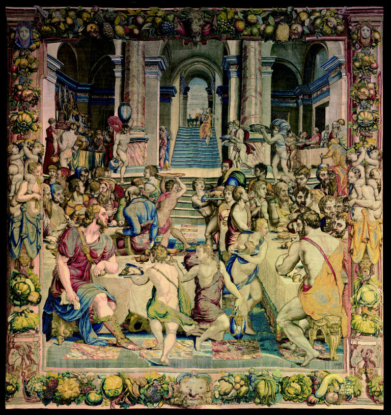 Convito di Giuseppe con i fratelli, 1550-1553, disegno e cartone di Agnolo Bronzino, atelier di Nicolas Karcher, Roma, Presidenza della Repubblica