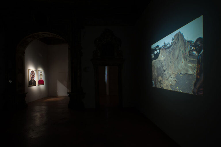 Edson Chagas & Ibrahim Mahama - veduta della mostra presso A Palazzo Gallery, Brescia 2015