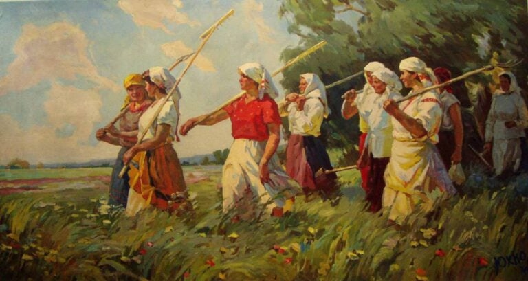 Ivan Ivanovič Juchno, Brigata di lavoratrici, 1979 - Collezione privata