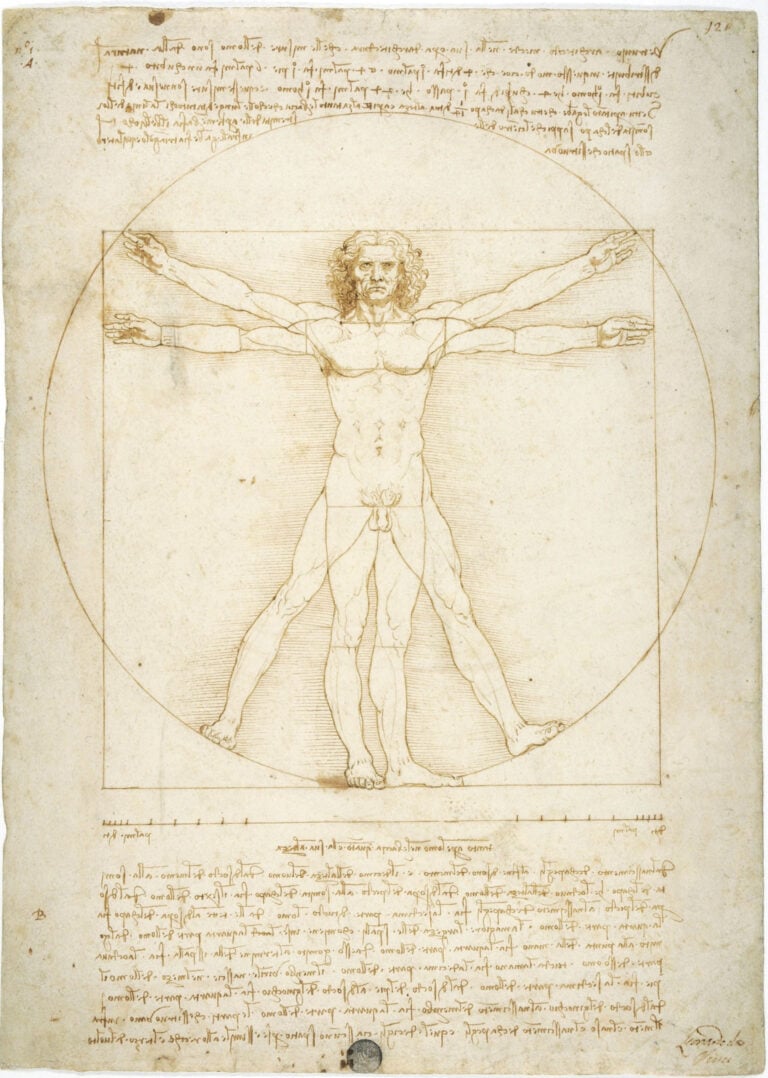Leonardo da Vinci, Le proporzioni del corpo umano secondo Vitruvio (Uomo vitruviano) (1490 circa) - Venezia, Gallerie dell’Accademia, Gabinetto dei Disegni e Stampe